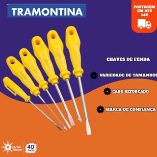 CHAVES DE FENDA AMARELA TRAMONTINA VARIOS TAMANHOS em Oferta na Shopee