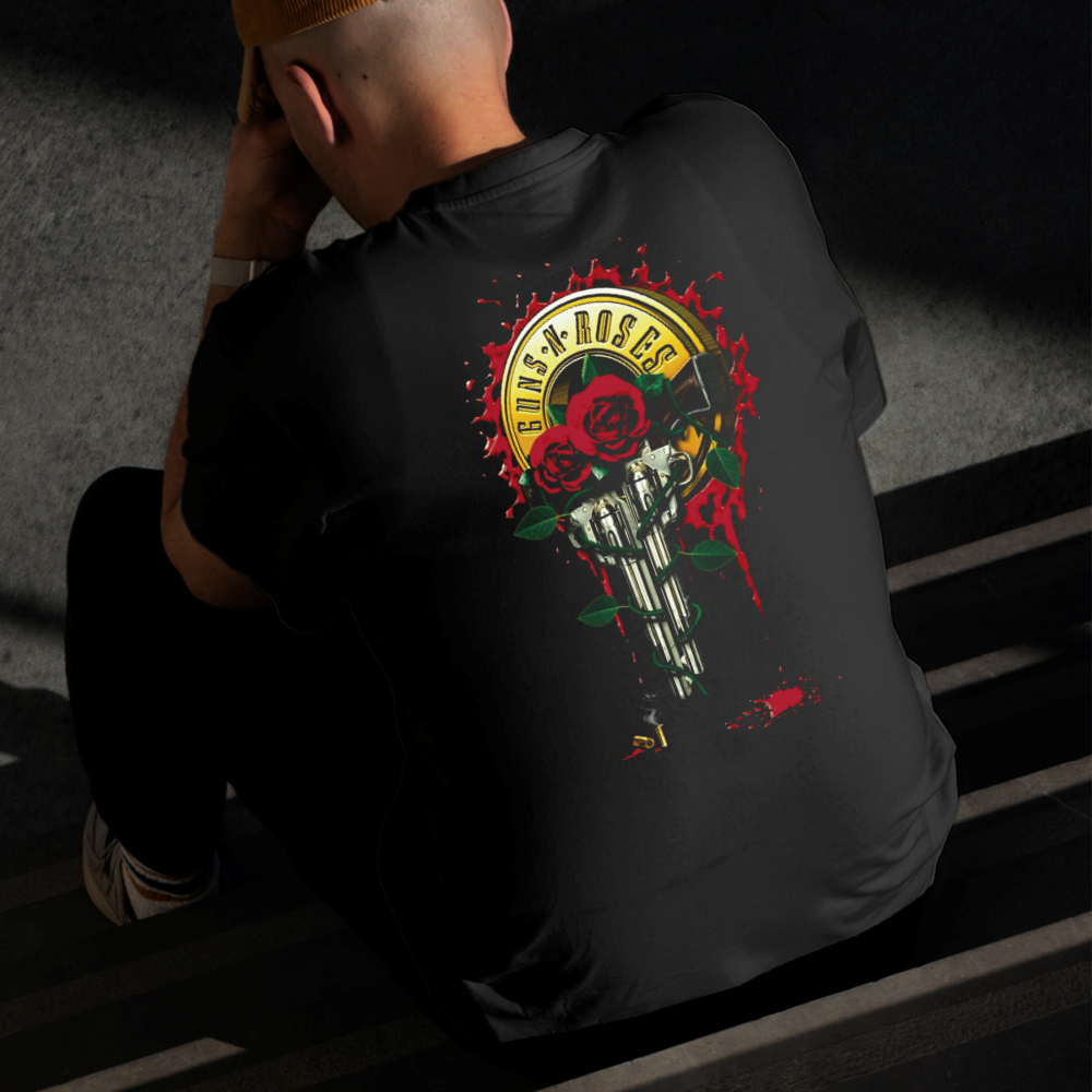 Camiseta Masculina Estampada Guns N' Roses 100% Algodão Estilo Conforto Diário Do Tamanho P ao GG