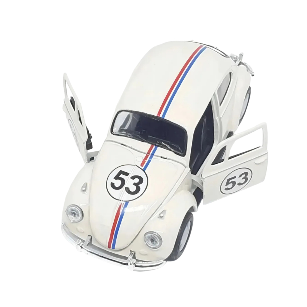 Carrinho Fusca Ferro Fricção Metal Miniatura Herbie 53 Cor Branca MAIS BRINDE