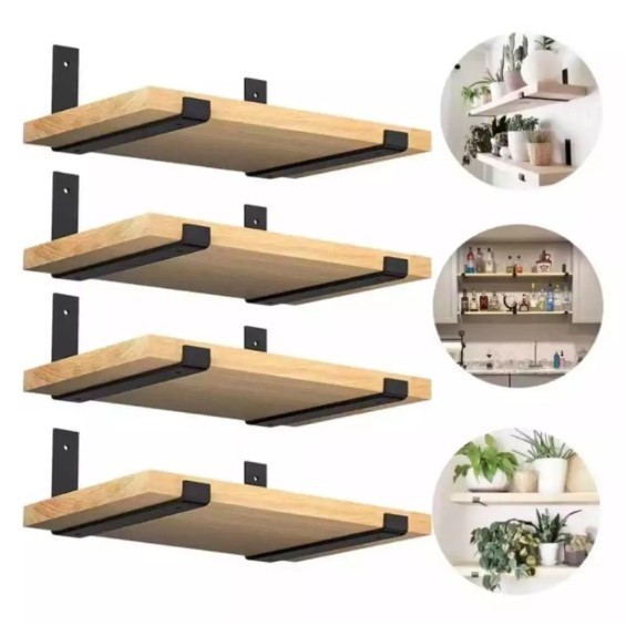 kit 4 Prateleira indústrial com mão francesa invertida luxo organização em Oferta na Shopee