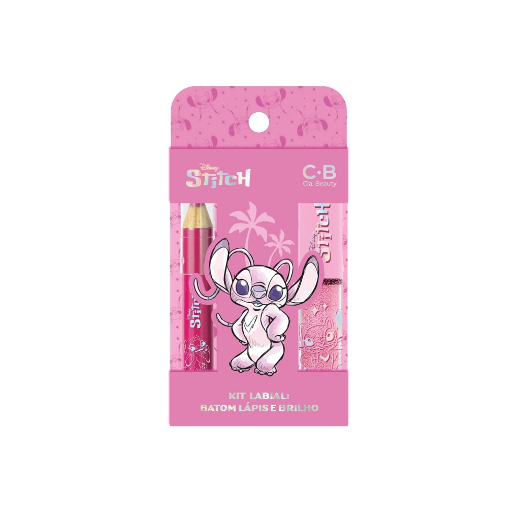 Kit Lápis Labial + Gloss Angel Napolitano Disney com D-Pantenol, Vitamina E e Manteiga de Karité da Cia Beauty