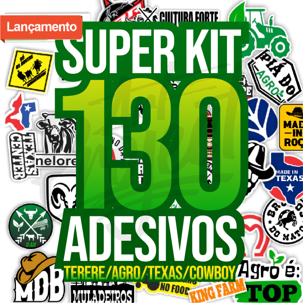 Super Kit Country 130 ADESIVOS - Carros Garrafas Copos Terere Agro Texas Cowboy