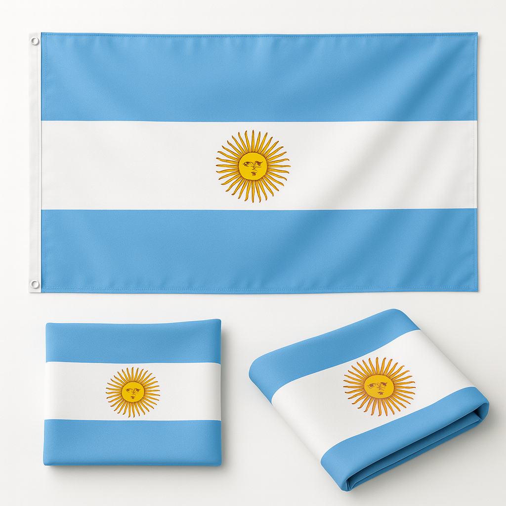 Bandeira Argentina Oficial C/Anilhas 90x60 Cm Cores Fortes