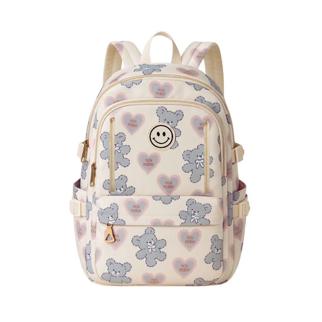 Mochila Juvenil Feminina Escolar Fofa Ursinho Com Corações