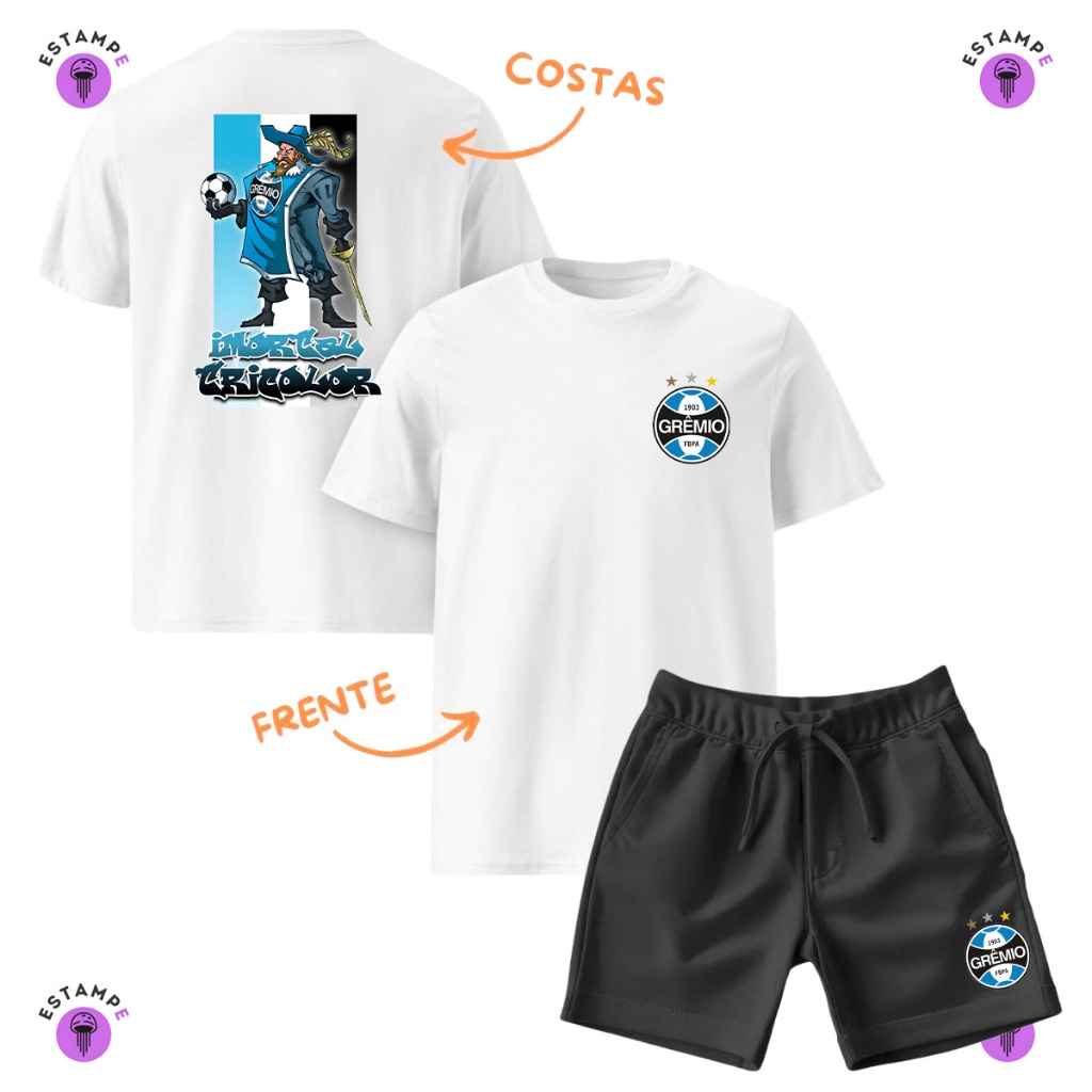 Kit Infantil 2 peças Sendo 1 Camiseta e 1 Bermuda Moletinho Gremio Glorioso Time Futebol Infantil em Oferta na Shopee