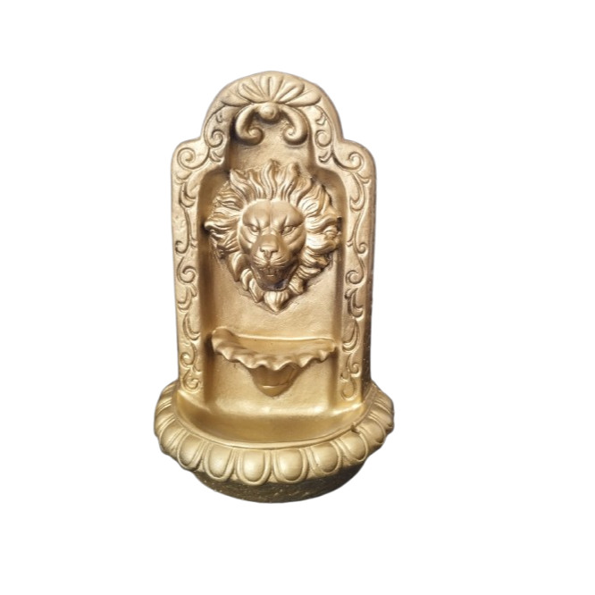 Porta Incenso Incesário Cascata da Fortuna Leão Dourado  Sorte Prosperidade Resina