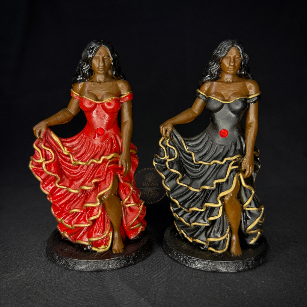 Estátua/Escultura Imagem Miniatura Pombagira Cigana Vestido Vermelho Preto - em Impressão 3D Resina