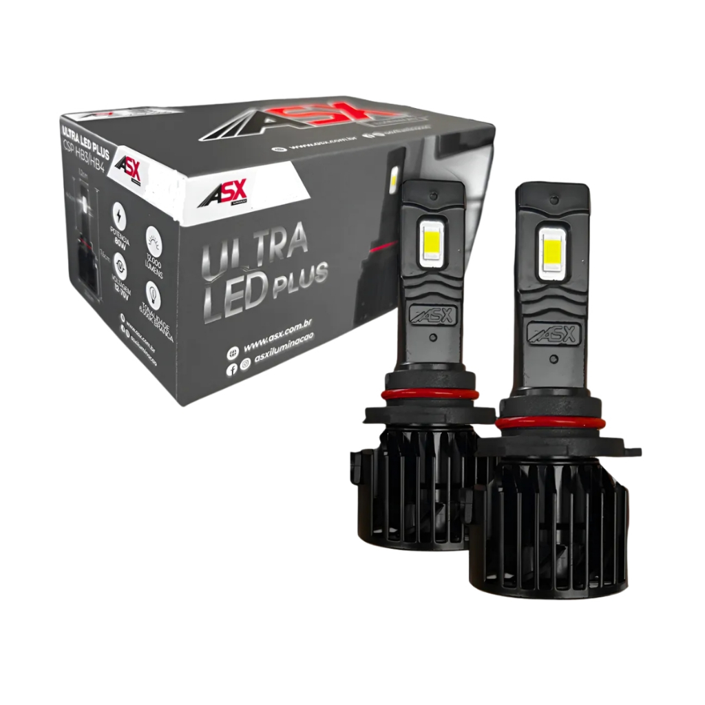 Par De Lâmpada Ultra Led Plus  Asx 80w 12000 Lúmens 6000k H11 Preto em Oferta na Shopee