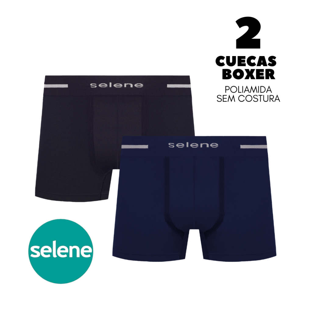 Kit 2 Cuecas Boxer Selene Sem Costura em Poliamida 11150.001 em Oferta na Shopee
