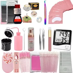 Kit Extensão Completo Iniciante Treino Cilios Nagaraku Y Profissional Alongamento Cílios Lash
