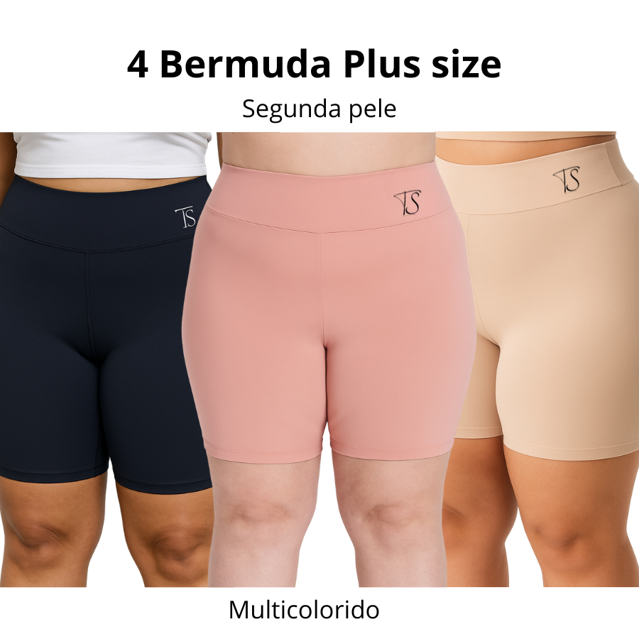KIT 4 Anagua Short Segunda Pele Plus Size Cos Alto Duplo Bermuda Intimo Modelador Lingerie Feminina em Oferta na Shopee