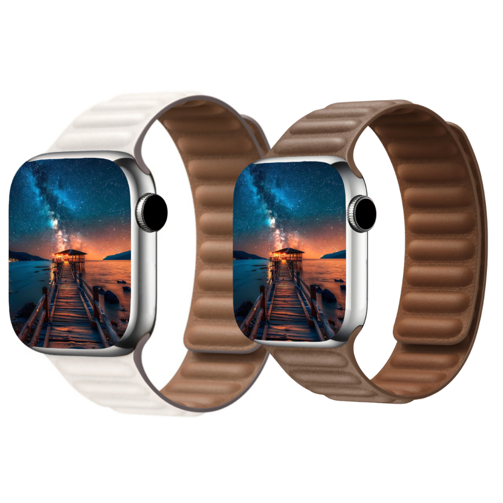 Pulseira Couro Luxo Loop Elos Magnética Para Apple Watch Iwo Series 11 10 9 8 7 6 5 SE 1 2 ULTRA