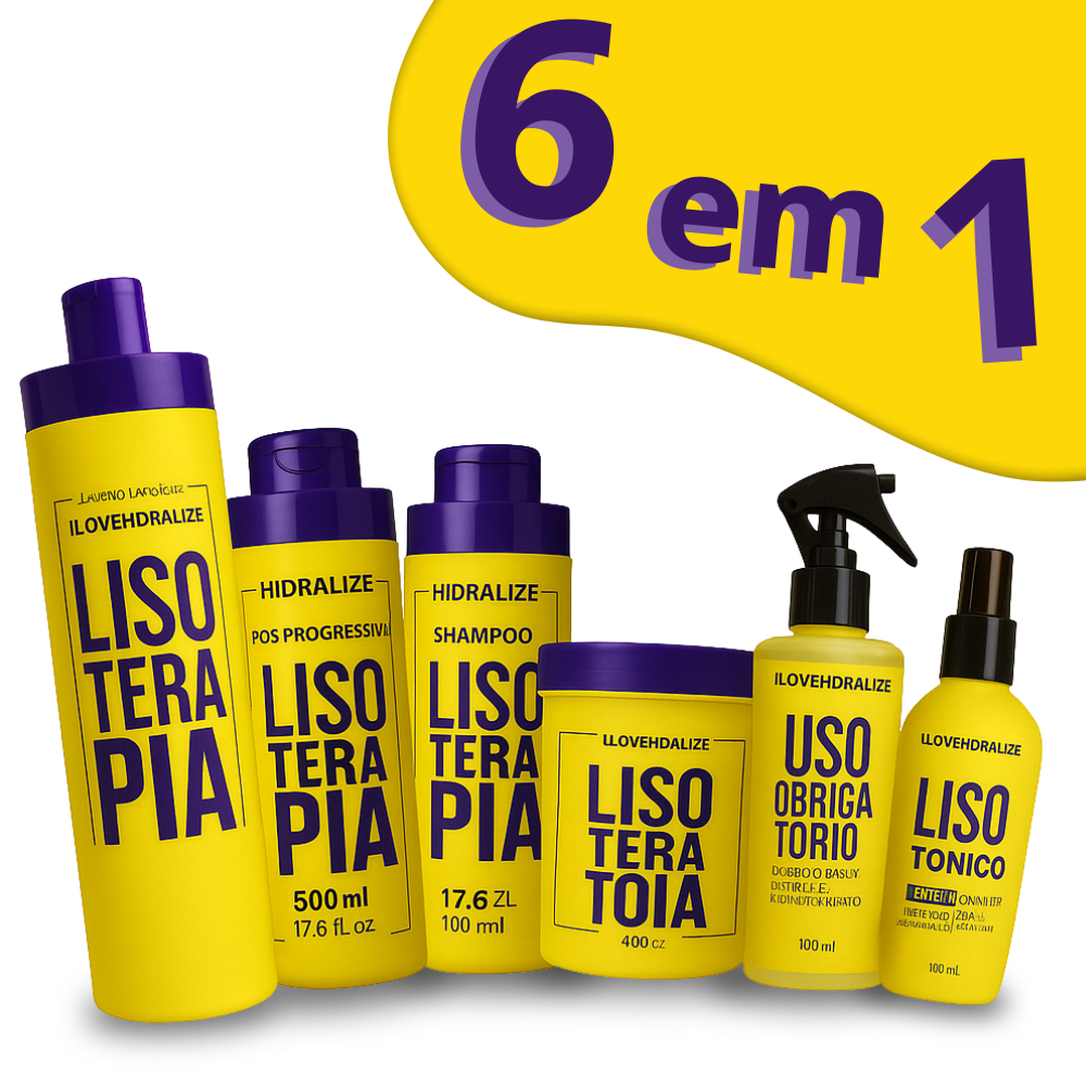 Kit 6 em 1 Lisoterapia Progressiva, Shampoo, Condicionador, Máscara,Tônico e protetor termico cabelo em Oferta na Shopee