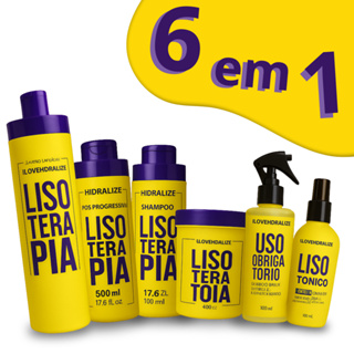 Kit 6 em 1 Lisoterapia Progressiva, Shampoo, Condicionador, Máscara,Tônico e protetor termico cabelo em Oferta na Shopee
