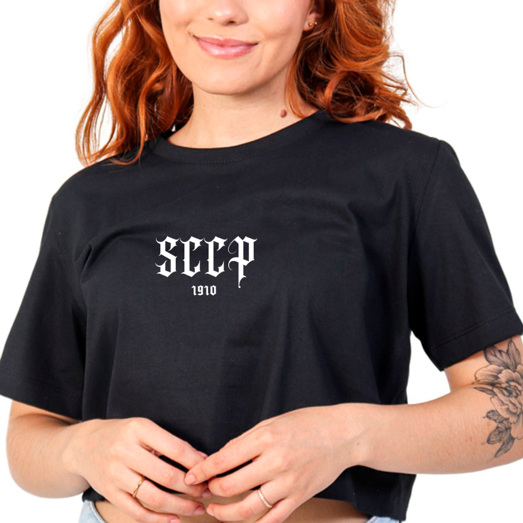 Camisa Camiseta Cropped SCCP Corinthians Blusa 100% Algodão Premium Adulto Feminino