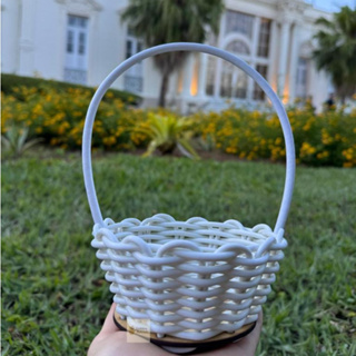 Kit 3 Mini Cestas Fraldeiras Em Sintético Para Casamentos/Batizados/Festas - Cores Variadas em Oferta na Shopee