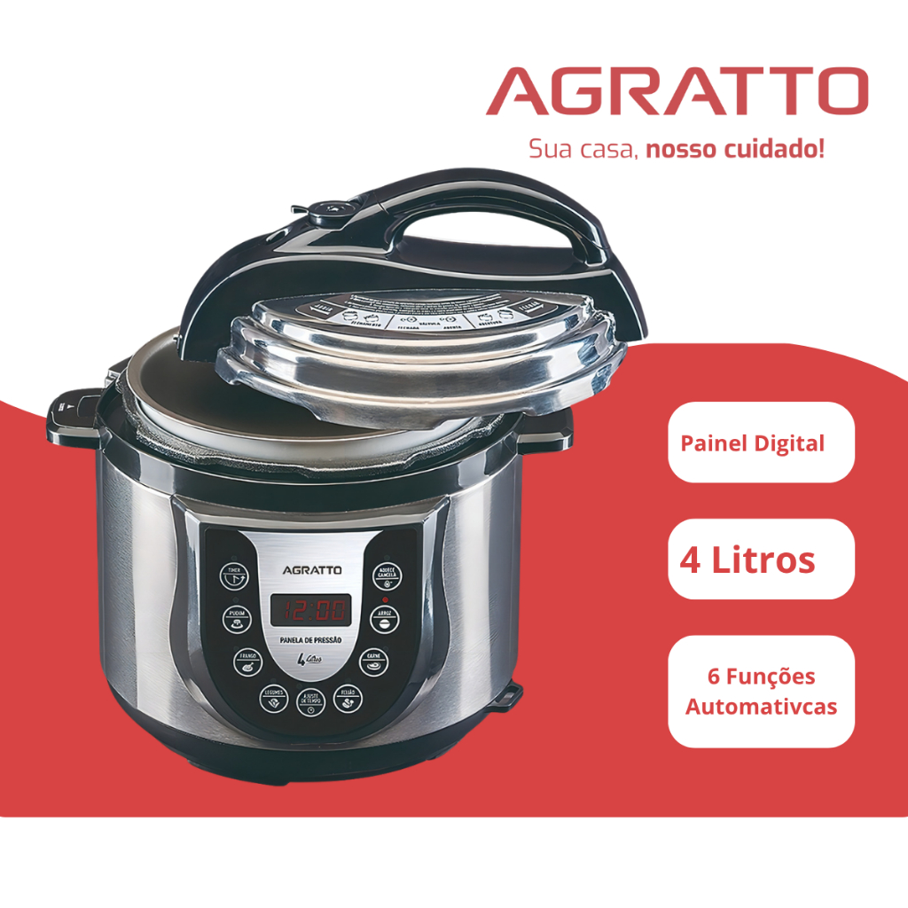 Panela Pressão Elétrica Digital Timer Inox Agratto Ped-02
