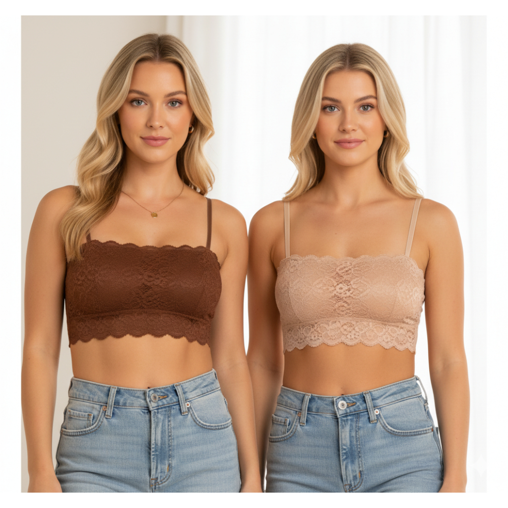 KIT TOPS DE RENDA COM BOJO CROPPED FAIXA FEMININO SUTIÃ em Oferta na Shopee