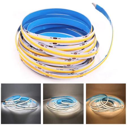 FITA LED 5M COB Claro LED Strip DC12V 320LEDs/M De Alta Densidade Flexível Fita Lamp