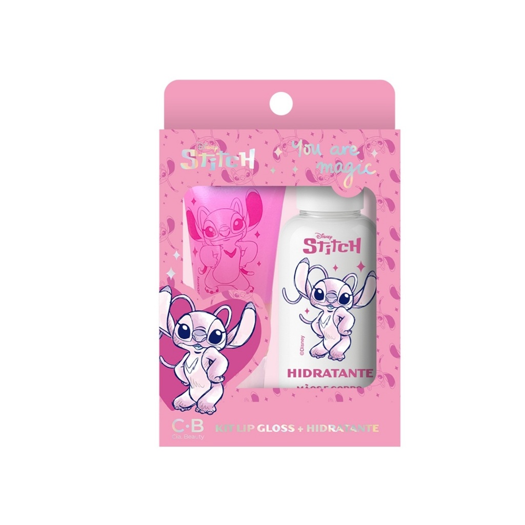 Kit Angel Lip Shine Marshmellow + Hidratante Corporal Disney com Óleo de Coco, Óleo de Algodão e Aminoácidos