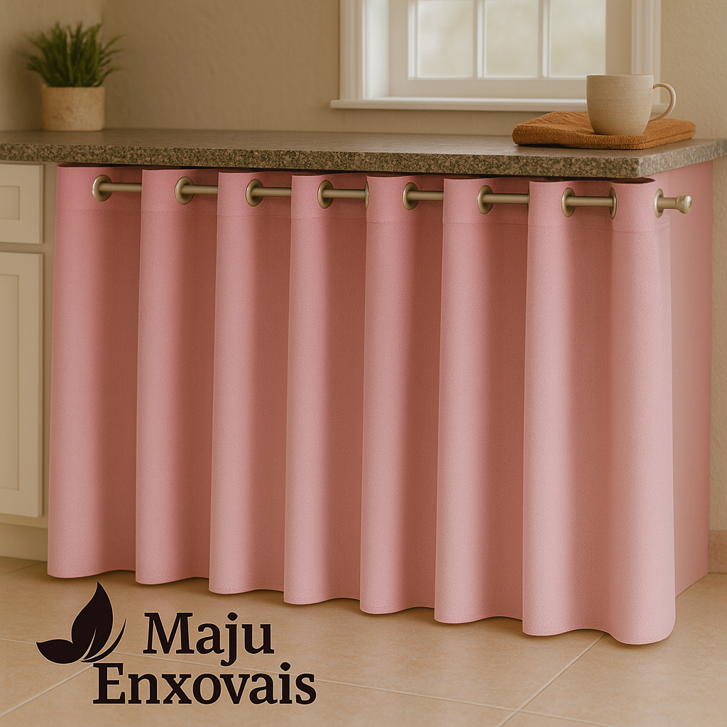 Cortina para Pia de Cozinha – Tecido Leve, Secagem Rápida e Acabamento de Qualidade em Oferta na Shopee
