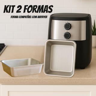 Kit 2 Forma Assadeira Funda Forma Pequena Quadrada Forninho Air Fryer em Oferta na Shopee