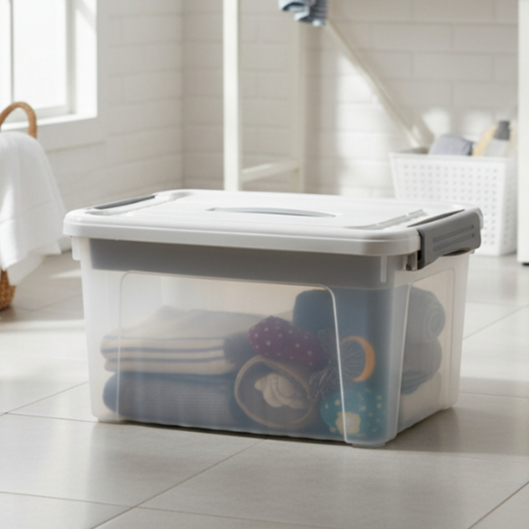 Cesto Multiuso 20L 15L 3L Transparente Tampa – Organização para Casa Quarto Escritório Lavanderia