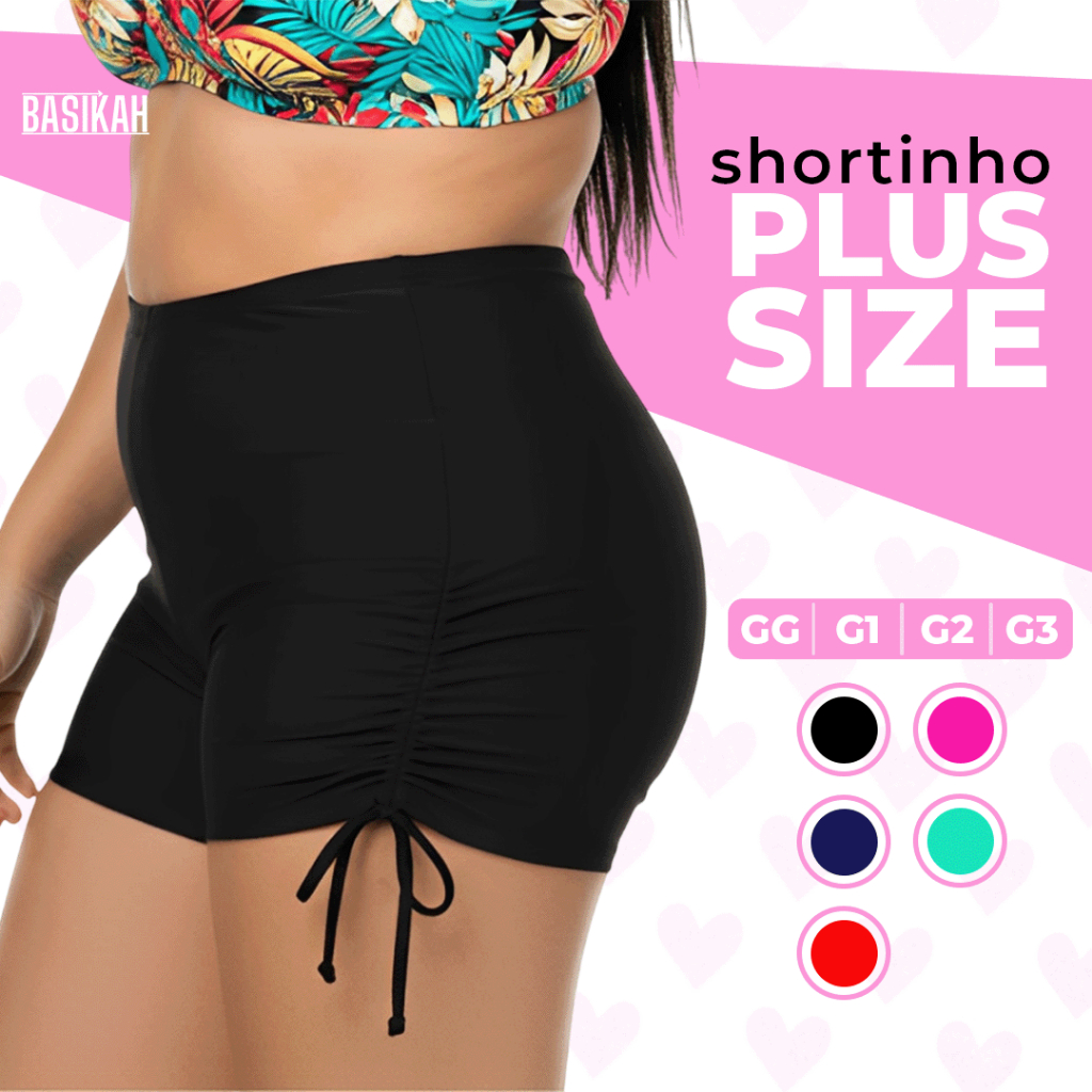 Biquíni Shorts Plus Size Sunquíni Cordinha Calcinha Plus Praia Shorts Cordinha Curve em Oferta na Shopee