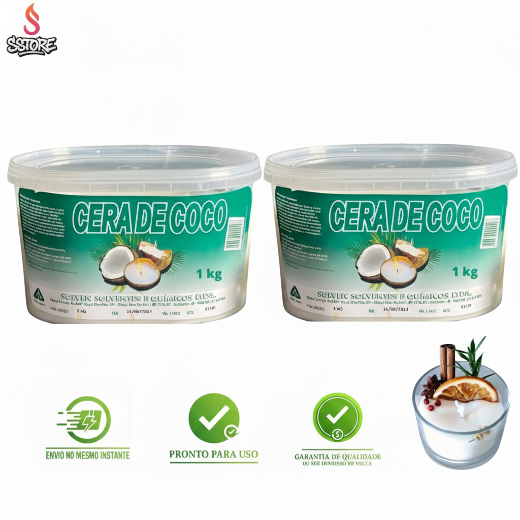 Kit 2Kg Cera de Coco Solven 100% vegetal e natural para criações de velas aromáticas e decorativas. em Oferta na Shopee