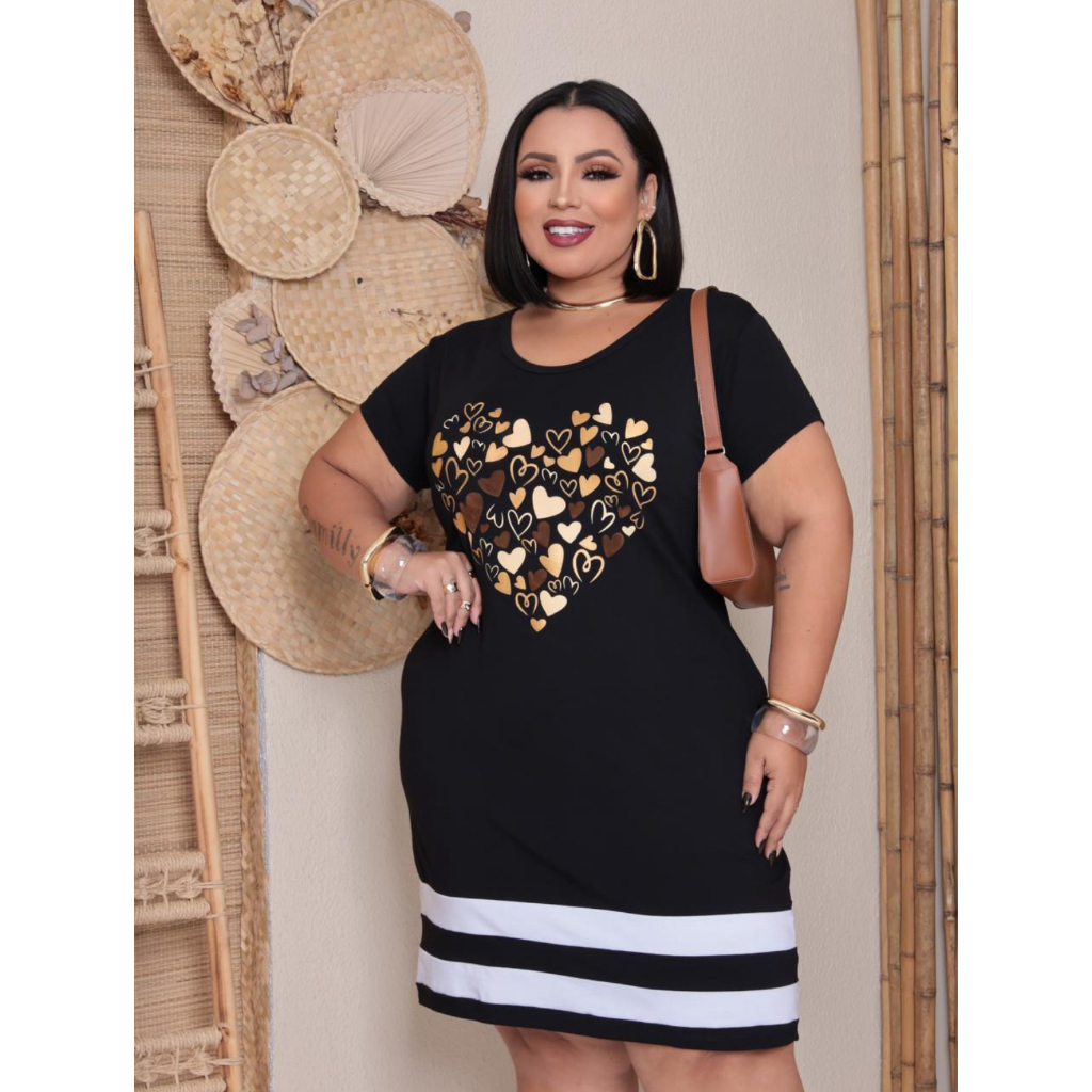 Vestido Feminino Plus Size Camisetão Veste Legging de Faixa G1 ao 64