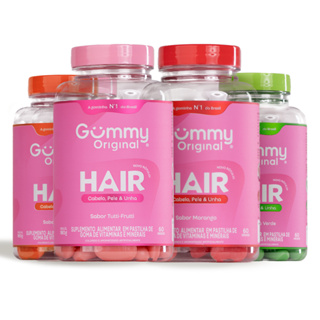 Kit 4 Gummy Hair (1Tutti-Frutti + 1 Maça Verde + 1 Morango + 1 Melancia) em Oferta na Shopee