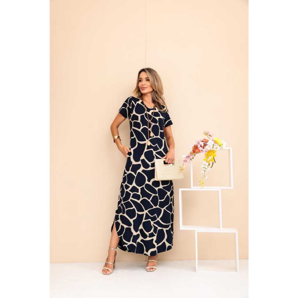 Vestido Longo Saruel Moda Feminina Evangélica em Oferta na Shopee