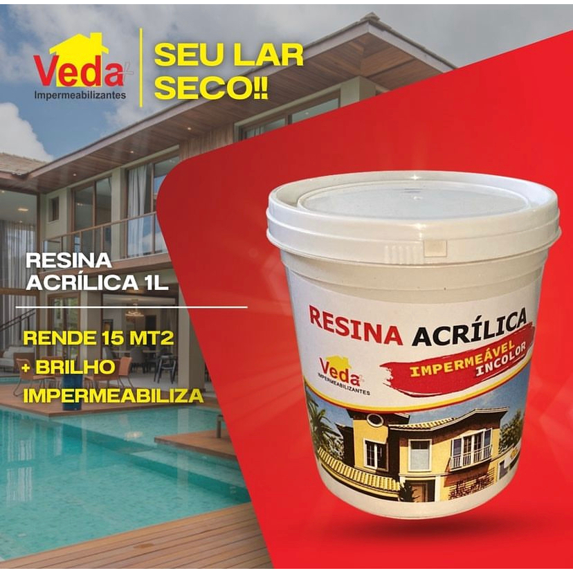 VEDA + RESINA ACRÍLICA 1L PEDRA/MADEIRA/PISO/CONCRETO