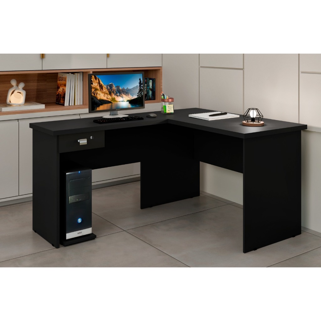 Escrivaninha Gamer Em L para Home Office e Estudo Com Gaveta