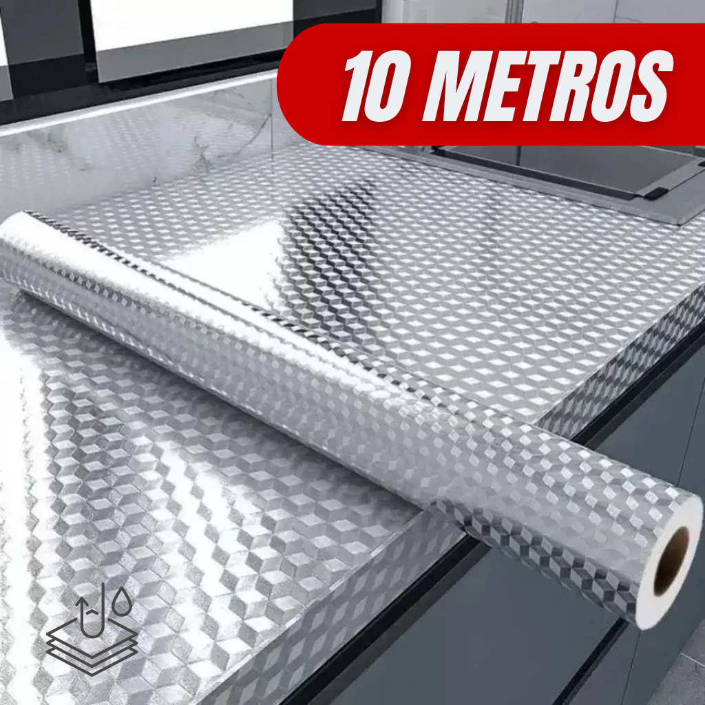 Papel Adesivo Metalizado 5m 10metros Fácil de Aplicar Impermeável Lavável Resistente Calor Modernidade em Oferta na Shopee