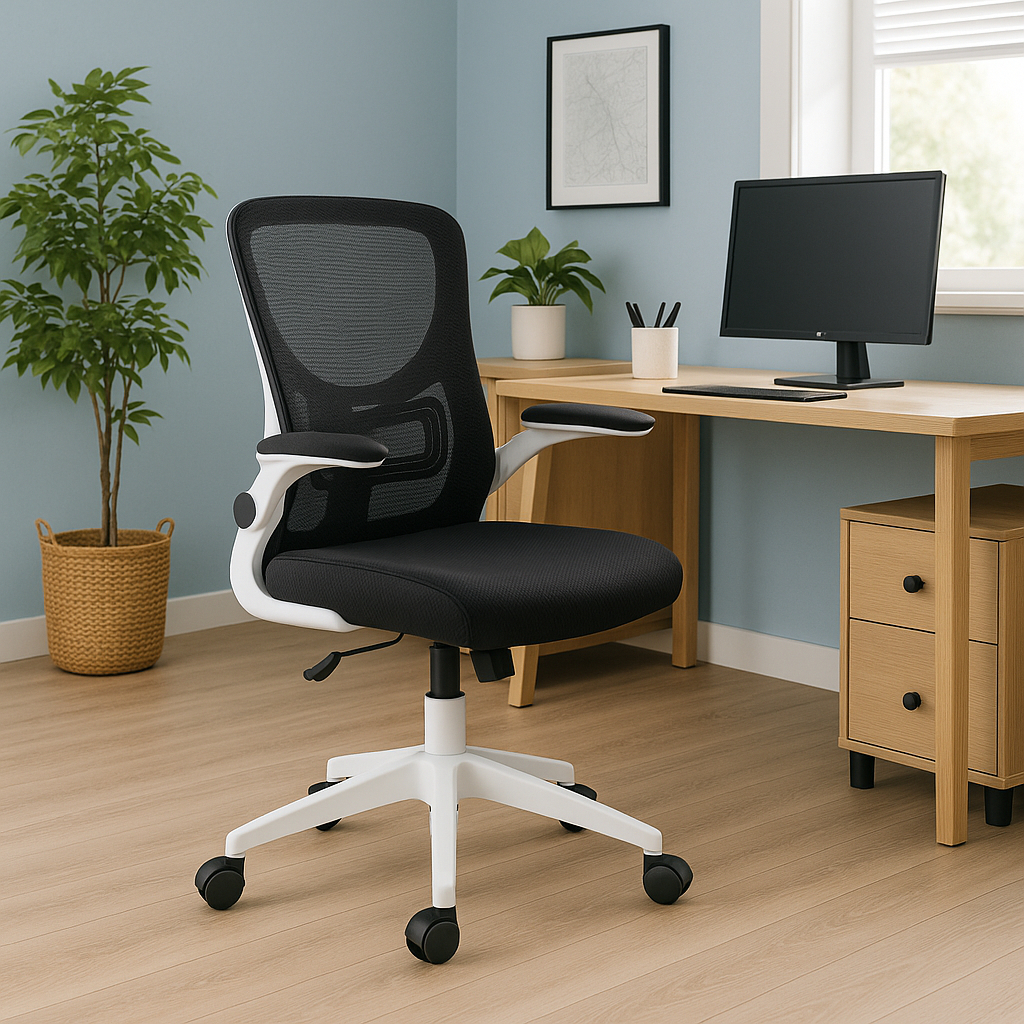 Cadeira Escritório Home Office Ergonômica Diretor Bytes Branca com Encosto Apoio Lombar e Braços