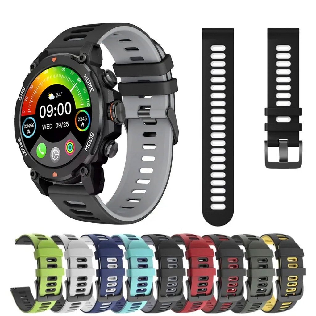 Pulseira 22mm de silicone SPORT para Smartwatch Aurafit TREK 1 G6