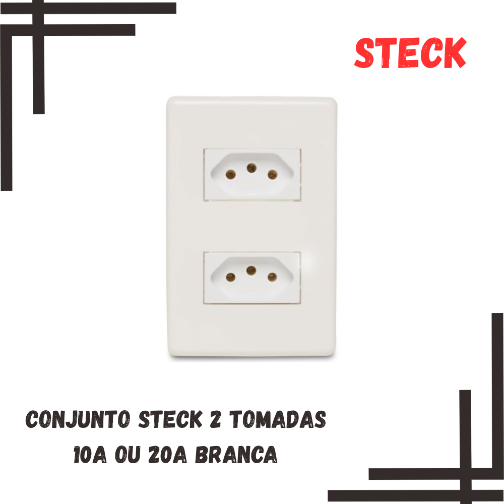 Conjunto 2 Tomadas 10A ou 20A Steck Linha Stella