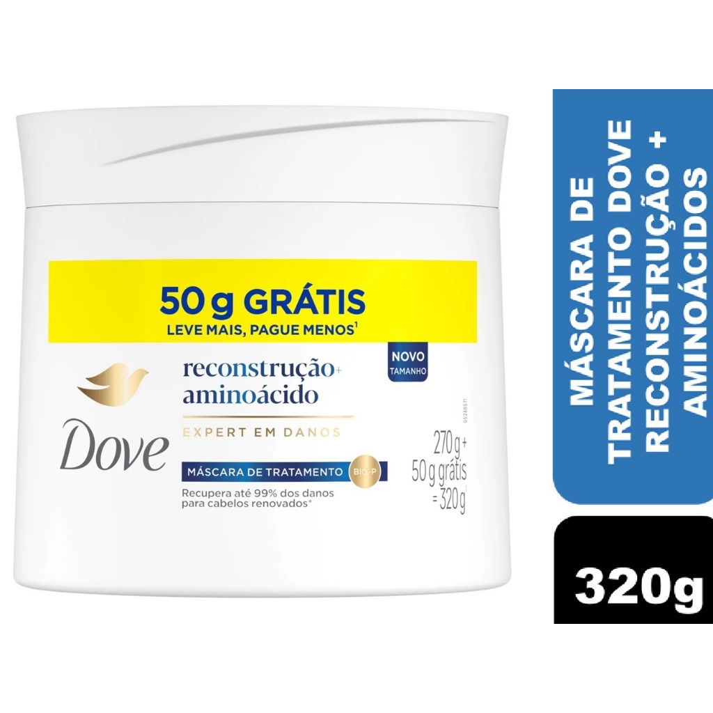 Máscara De Tratamento 2 Em 1 Dove Reconstrução e Aminoácido 320g em Oferta na Shopee