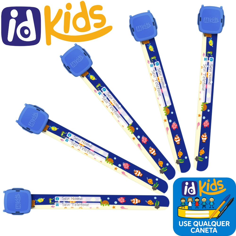 Pulseira de Identificação Infantil IDKIDS AZUL Viagem Praia Aeroporto