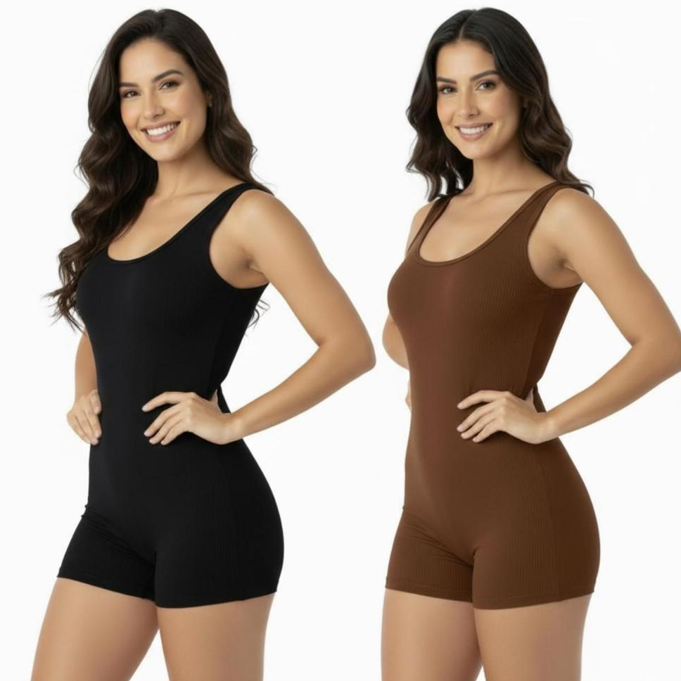 Macaquinho Canelado Anarruga Feminino Moda Tendência