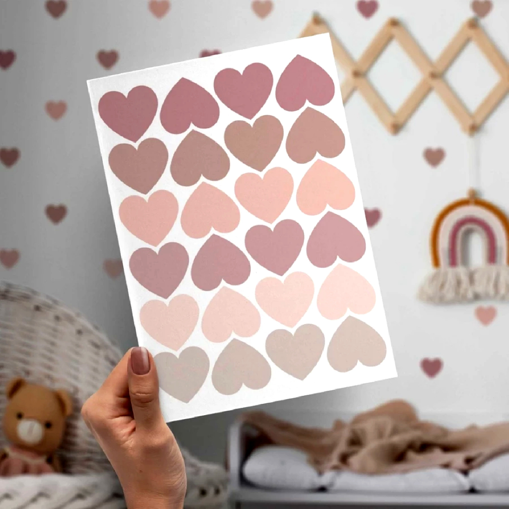 Kit 216 Adesivos de Parede Decorativos de Coração Tons Neutros Decoração Clean Charmosa e Moderna em Oferta na Shopee