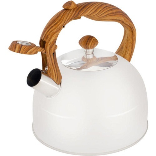 Chaleira Wood Mor 2,5 Litros Cabo Amadeirado Preta ou Bege Aço Inox