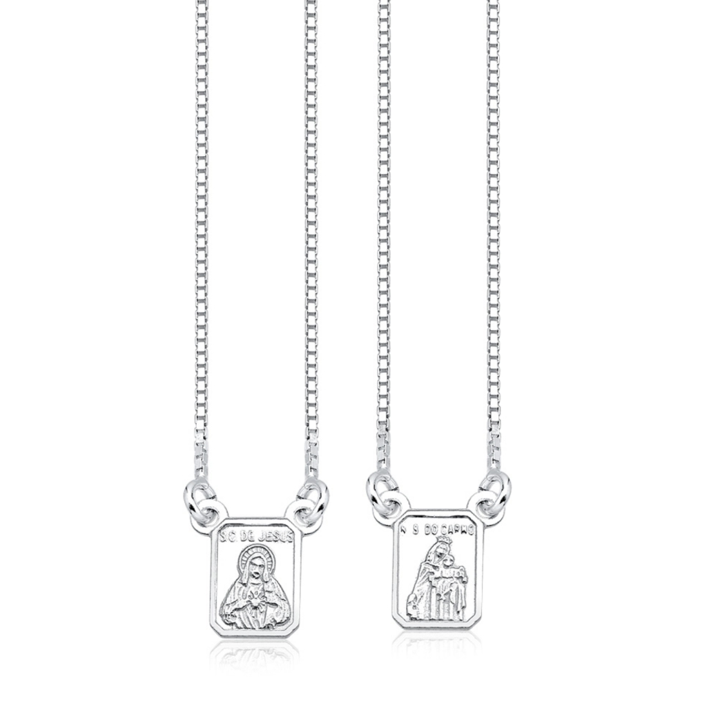 Escapulário Feminino de Prata 925 Tradicional Mini em Oferta na Shopee