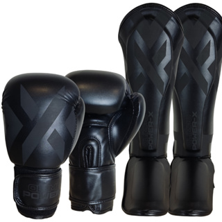 Kit de Muay Thai Luva + Caneleira Profissional Power-X Olimpo Esportes em Oferta na Shopee