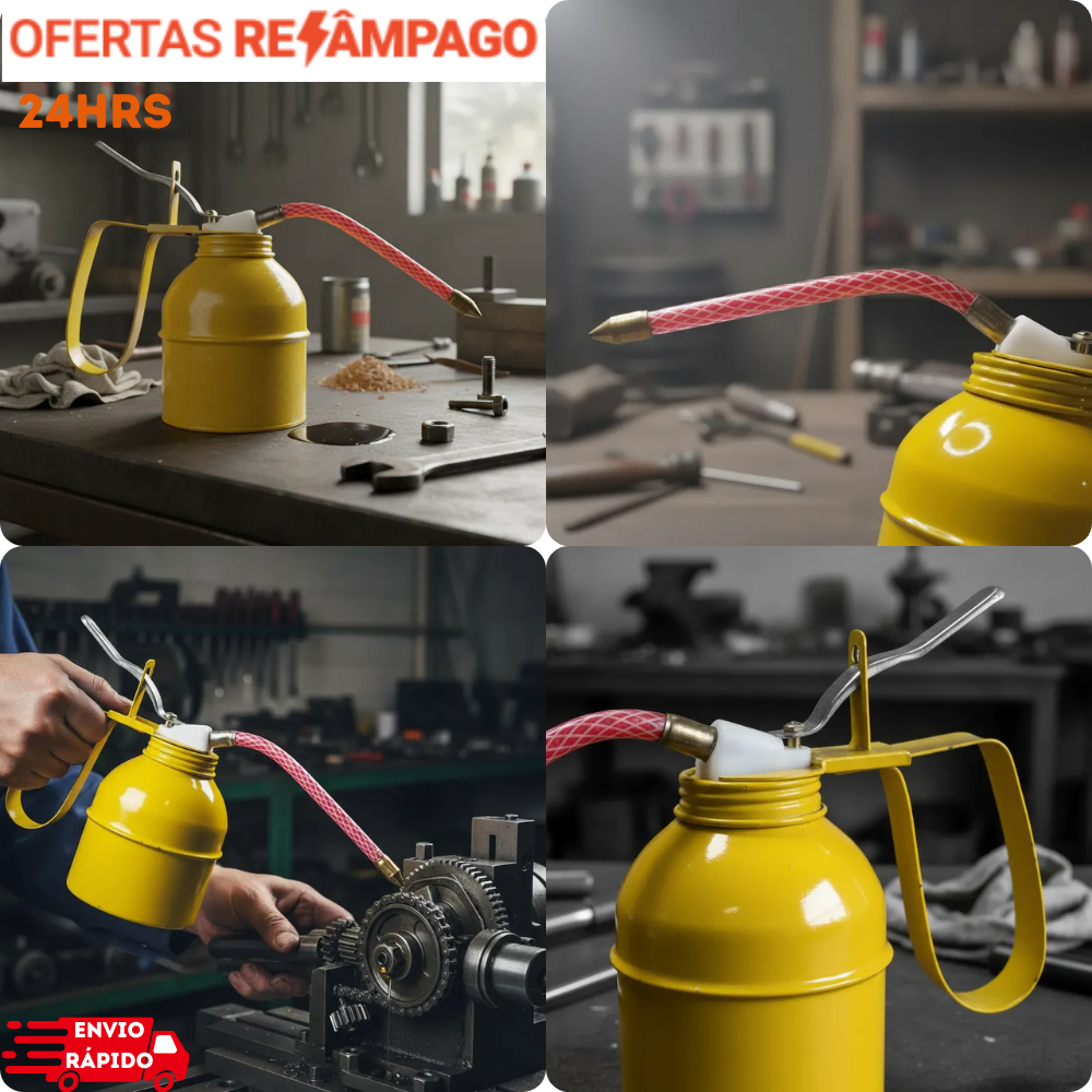 Almotolia Bomba de Óleo Manual Frasco Lubrificante Profissional Casa Oficina Manutenção Máquinas Durável Prático 300ml
