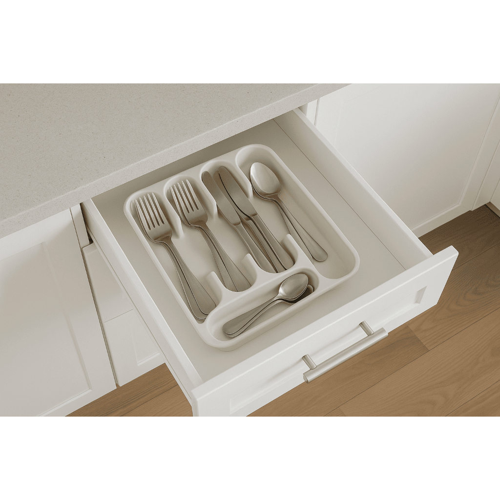 Organizador Gaveta Talheres 5 Divisões Branco Suporte Separador Utensílios 32x26cm — imagem 2 de 2