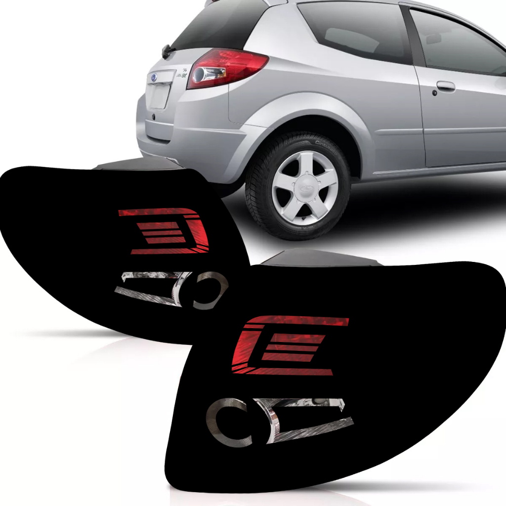 Aplique Adesivo Lanterna FORD K 08 a 13 Mascara Negra