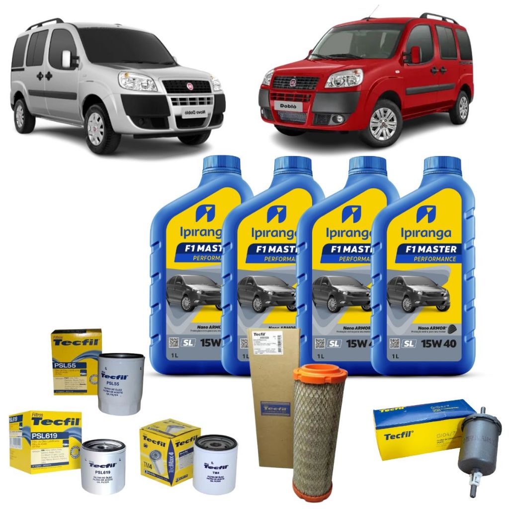 Kit Troca De Oleo E Filtros Fiat Doblo 1.4 15w40 Ipiranga Semisintetico Revisão Original