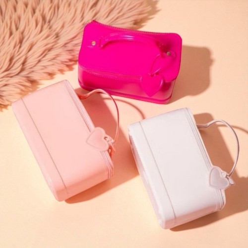 Bolsa Feminina Necessaire Baú Estruturado com Coração – Bolsa de Mão Pequena em Oferta na Shopee